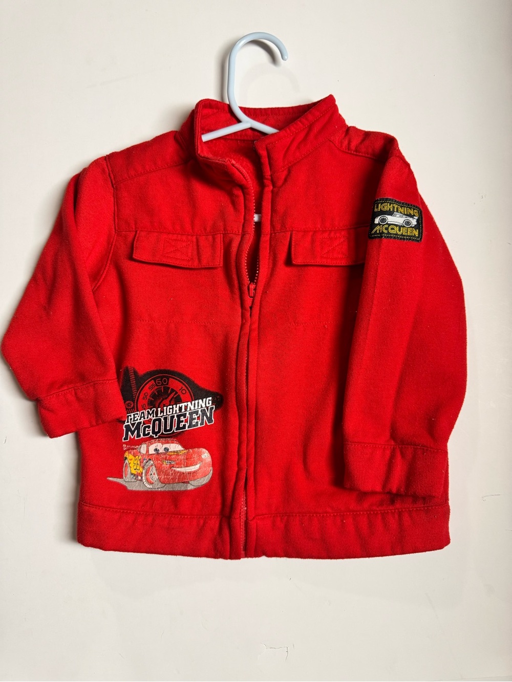 Disney Pixar Cars Lightning McQueen Red Zip Jacket Size 18-24M